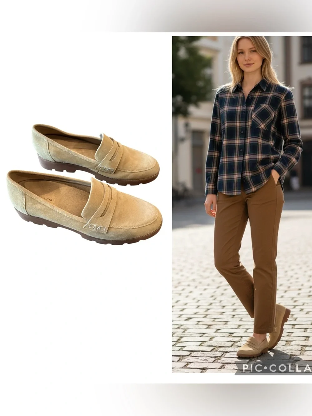 Vionic Cheryl II Sand Suede Penny Loafers Lug Sole Comfort Shoes Size 9.5